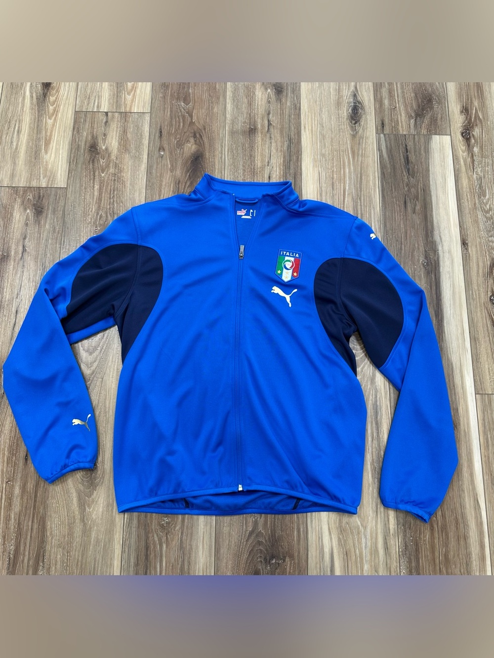 Puma Italy Italia Soccer Neil Barrett Full Zip Warm Up Track Jacket, Blue, Large